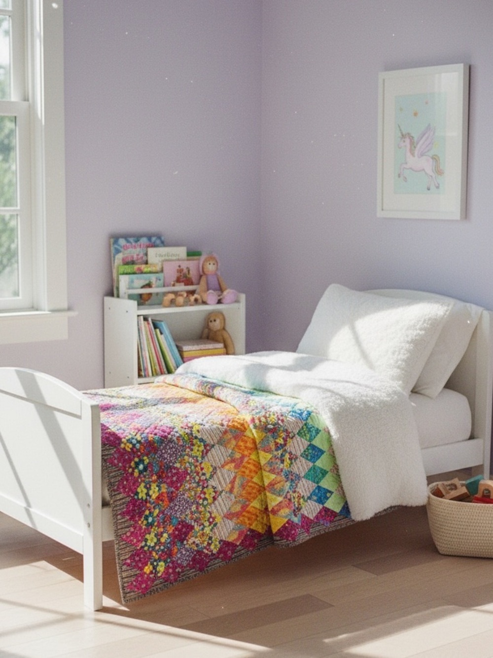 Handmade “Purrs and Petals” Patchwork Quilt